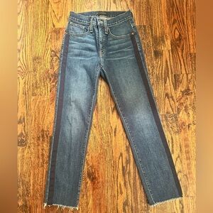 Halogen straight crop jeans with tuxedo stripe down the side- Size 24